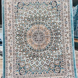 Turquoise Floral Medallion Carpet